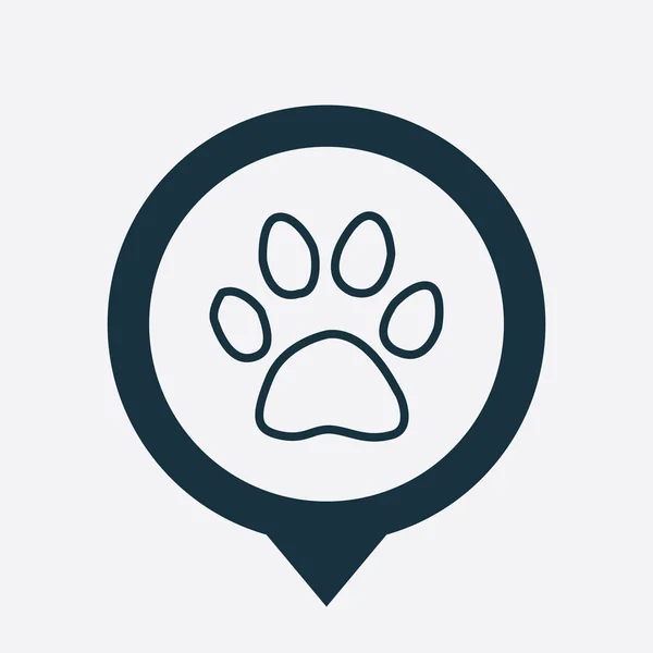 Kočičí stopy ikony mapu pin — Stockový vektor