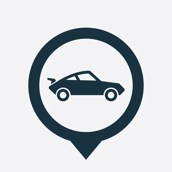 Deporte coche icono mapa pin — Vector de stock