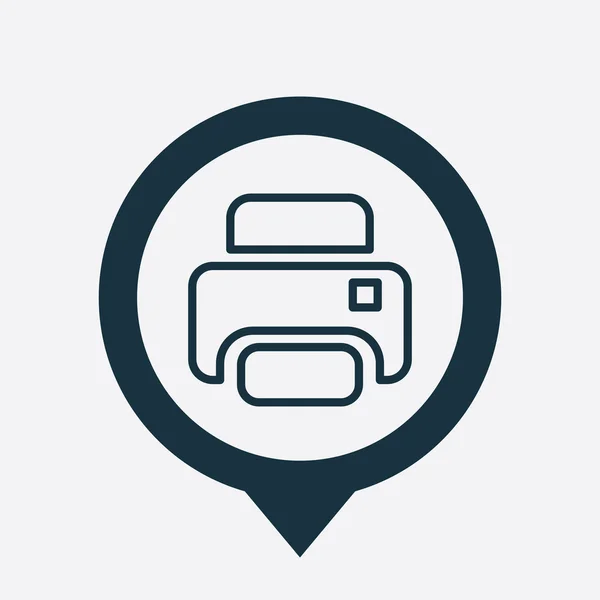 Printer pictogram kaart pin — Stockvector