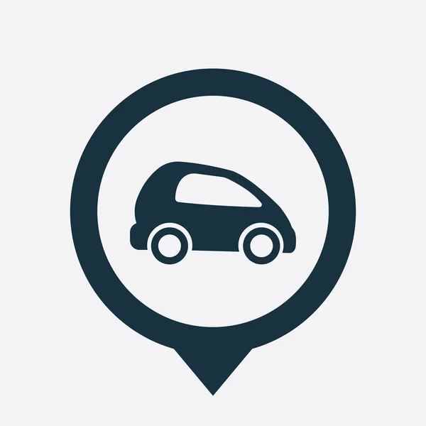 Mini coche icono mapa pin — Vector de stock