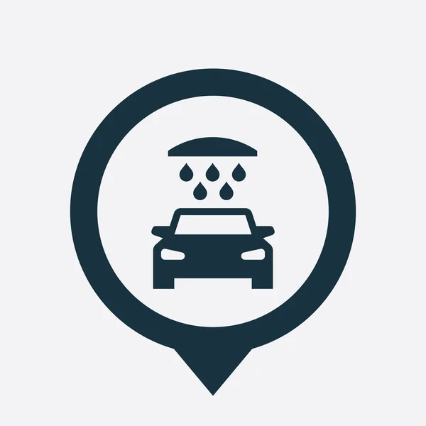 Autowaschanlage Symbol Karte Pin — Stockvektor