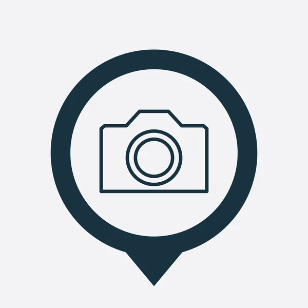 Camera icon map pin — Stock Vector