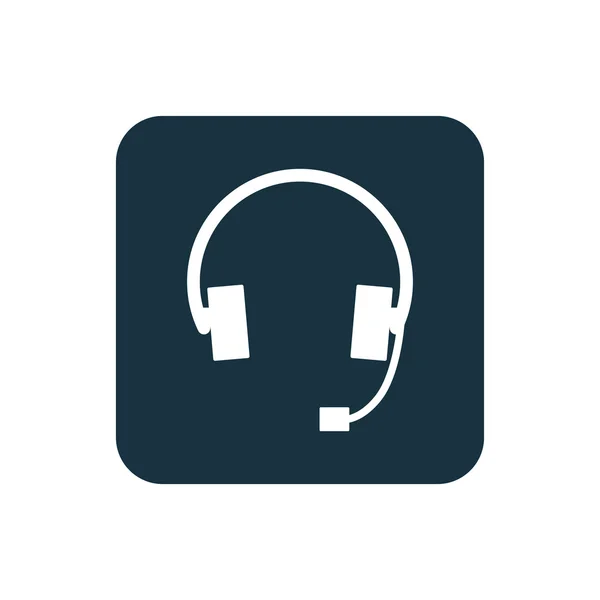 Ícone de fones de ouvido botão quadrados arredondados — Vetor de Stock