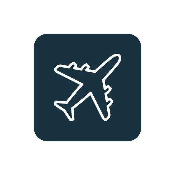 Vliegtuig pictogram afgeronde pleinen knop — Stockvector