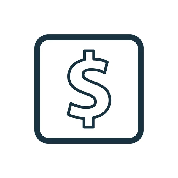 Dollar pictogram afgeronde pleinen knop — Stockvector