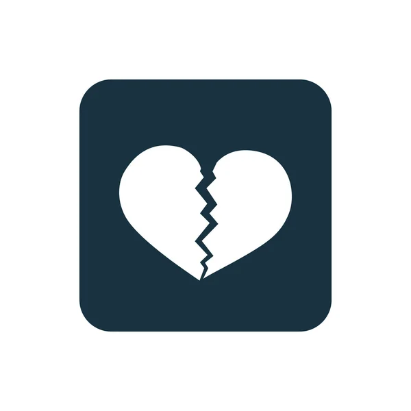 Broken heart icon Rounded squares button — Stock Vector