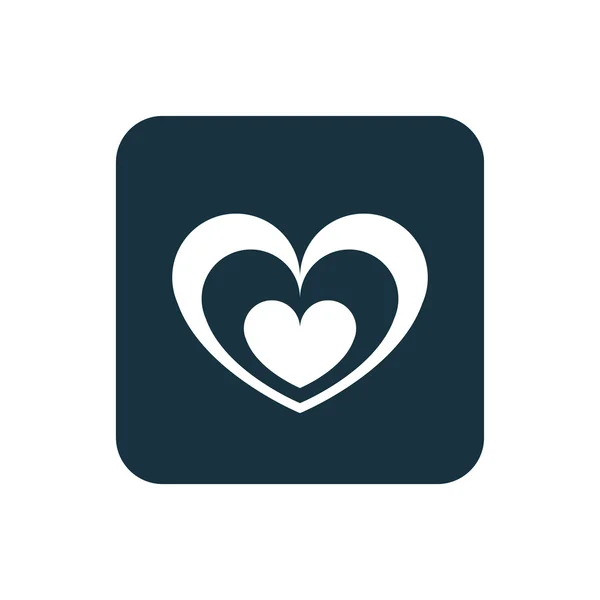 Ícone do coração botão quadrados arredondados — Vetor de Stock