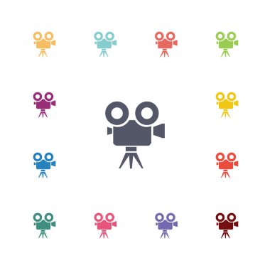 video kamera düz Icons set