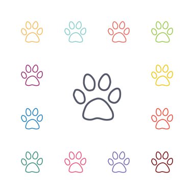 kedi ayak izi düz Icons set