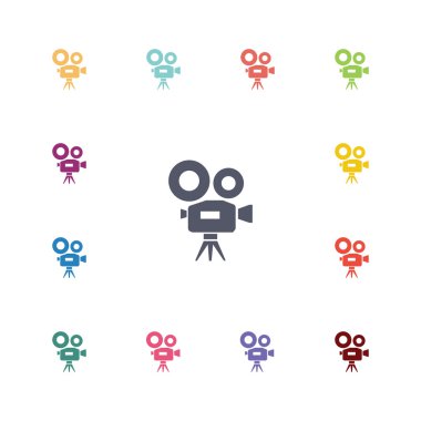 video kamera düz Icons set