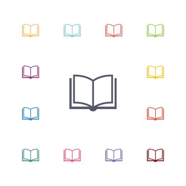 kitap düz simge seti