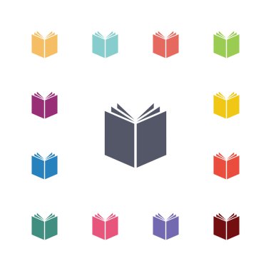kitap düz simge seti