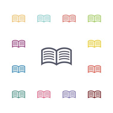 kitap düz simge seti