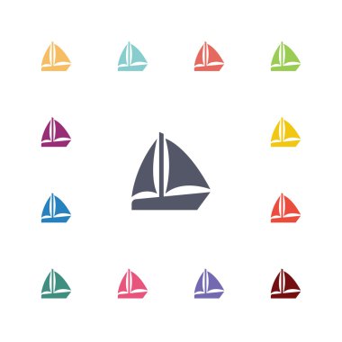 yelken tekne düz Icons set