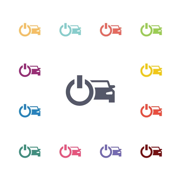 Coche poder iconos planos conjunto — Vector de stock