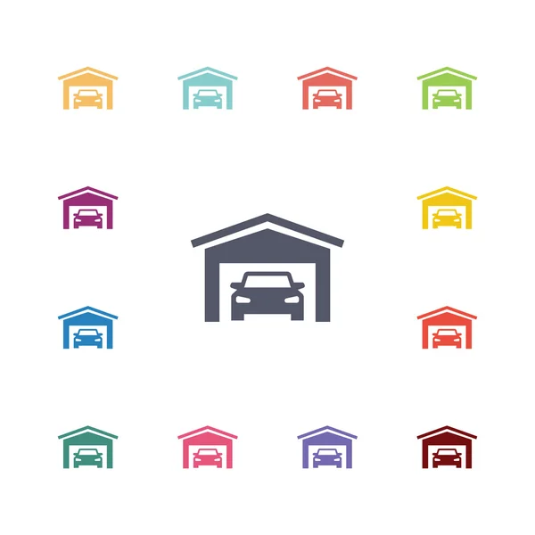 Coche garaje iconos planos conjunto — Vector de stock