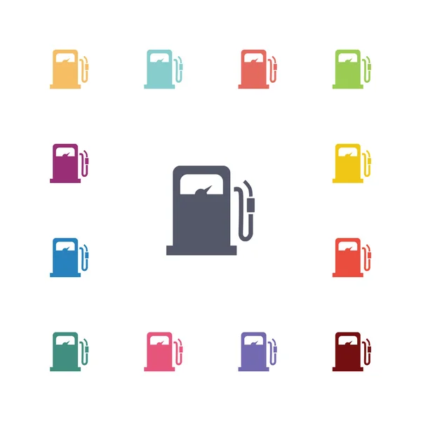 Gasolinera iconos planos conjunto — Vector de stock