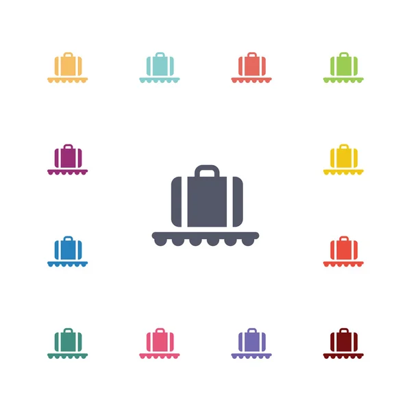 Luggage on airport flat icons set — Stock Vector