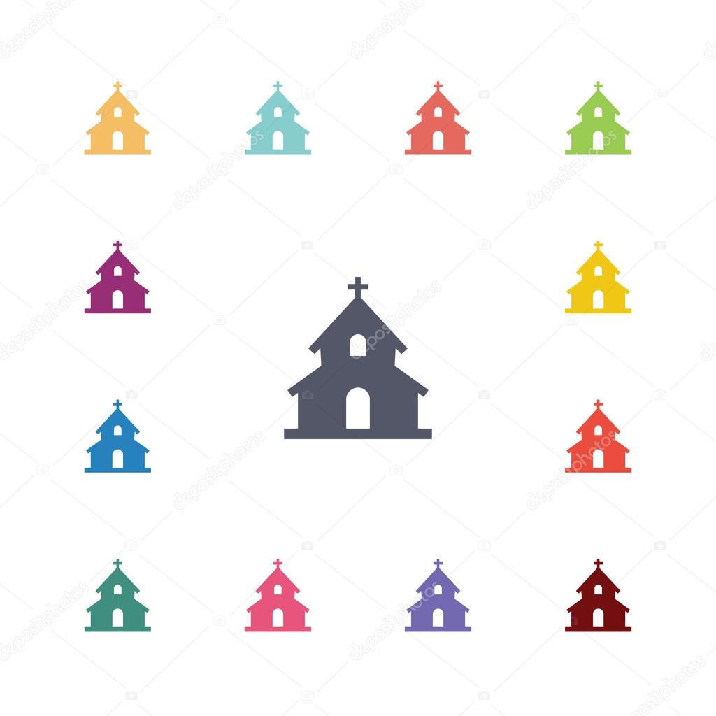 church flat icons set