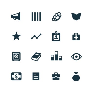 suç, adalet Icons set