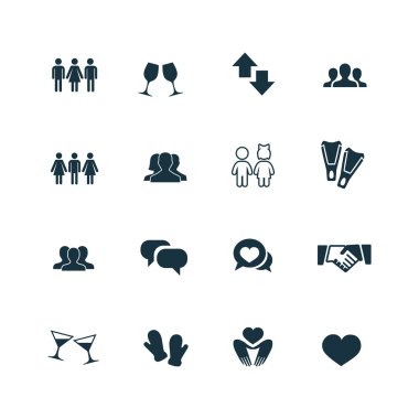 Çift, aşk Icons set