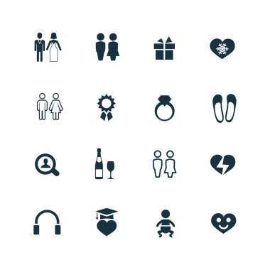 Çift, aşk Icons set