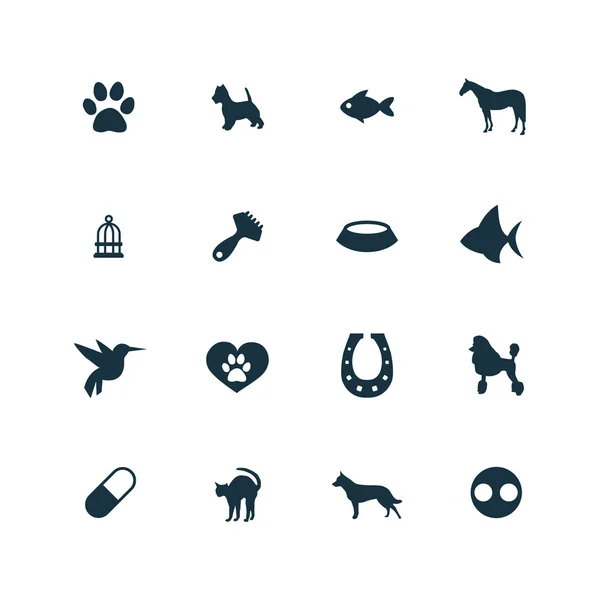 Conjunto de animales, iconos de mascotas — Archivo Imágenes Vectoriales