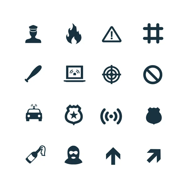 Suç, adalet Icons set — Stok Vektör