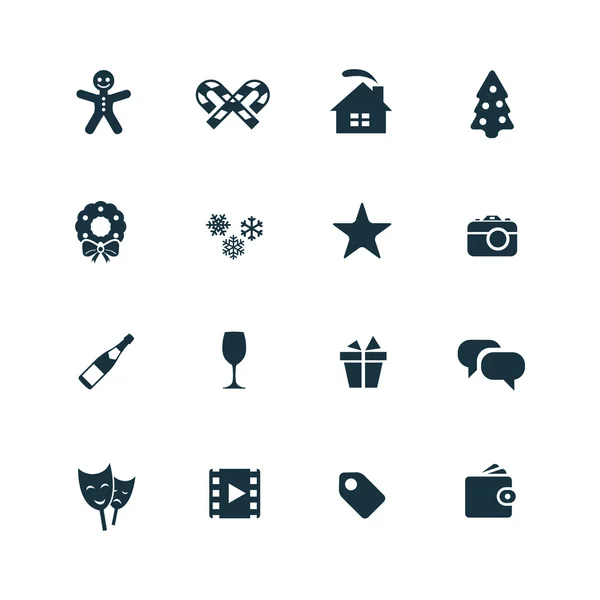 Yeni yıl Icons set — Stok Vektör