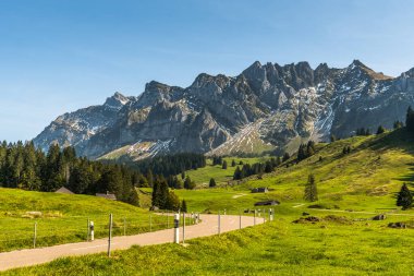 Schwaegalp dağı, Alpstein Massif ve Saentis, Canton St. Gallen, İsviçre manzaralı geçidi.