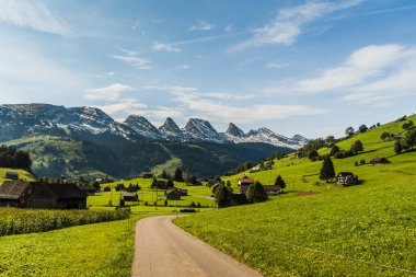 Pastureland, Churfirsten, Toggenburg, St. Gallen, İsviçre Kantonu manzaralı