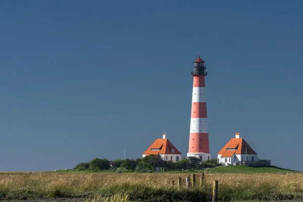 Vuurtoren Westerheversand Westerhever Eiderstedt Noord Friesland Sleeswijk Holstein Duitsland — Stockfoto