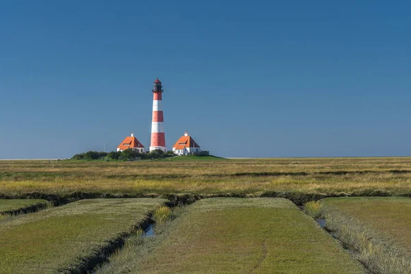 Fyrtornet Westerheversand Westerhever Eiderstedt Norra Frisland Schleswig Holstein Tyskland — Stockfoto