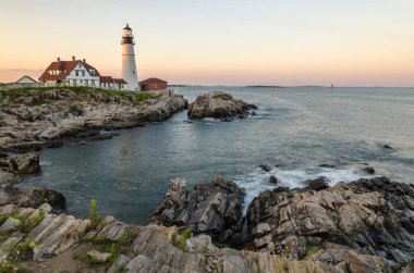 Portland Sabah Işığı, Cape Elizabeth, Portland, Maine, New England, ABD, Kuzey Amerika
