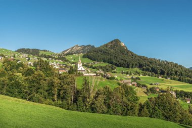 Scenic Swiss village of Amden on Lake Walensee, Canton of St. Gallen, Switzerland