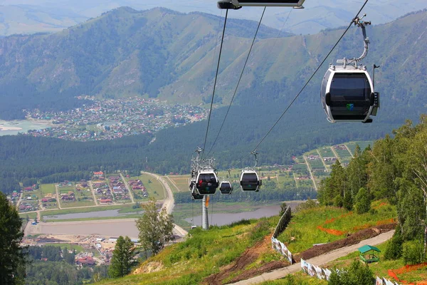 Vista Montanha Para Teleférico Manzherok Gorny Altai — Fotografia de Stock