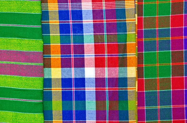 Colorful checkered loincloth fabric background — Stock Photo, Image