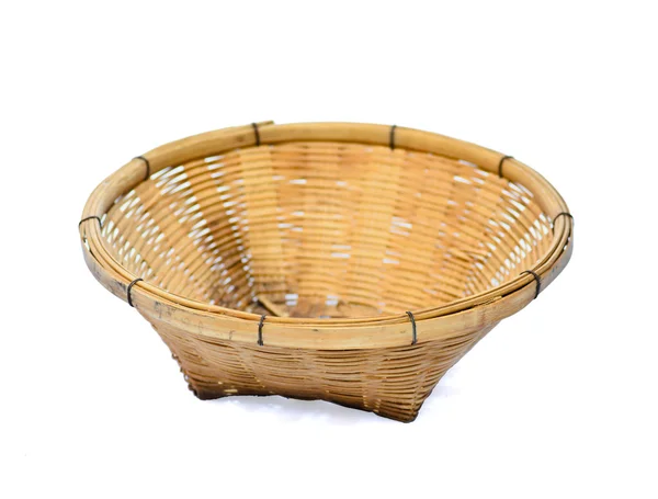 Bamboo basket isolated on white background — Stock Photo, Image