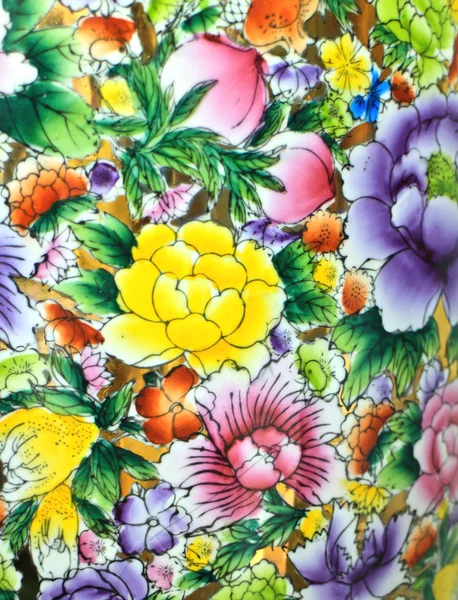 Viejo chino flores patrón estilo pintura en el cuenco de cerámica u —  Fotos de Stock