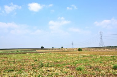 Tayland yüksek gerilim kabloları ile manzara