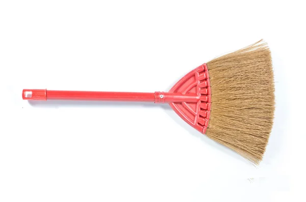 Red broom isolated on white background — Zdjęcie stockowe