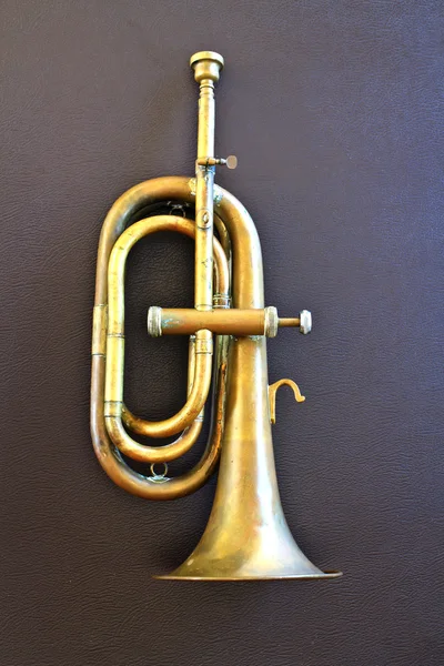 Velho trompete vintage isolado — Fotografia de Stock
