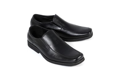 izole beyaz zemin üzerine siyah deri Erkek Ayakkabı