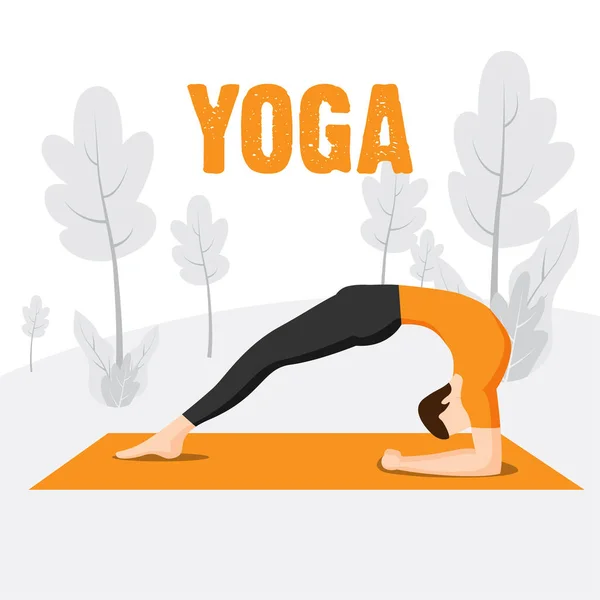 Man Die Yoga Vectorillustratie Beoefent — Stockvector