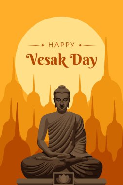 Buda mermeri heykeli meditasyonu, mutlu Vesak günleri.