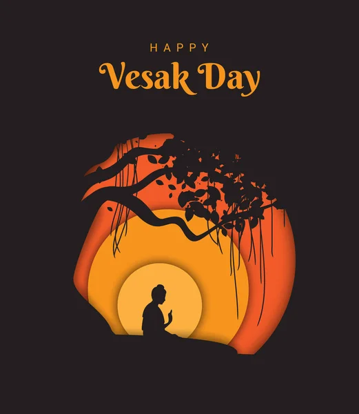 Gelukkig Vesak Dag Achtergrond Illustratie — Stockvector