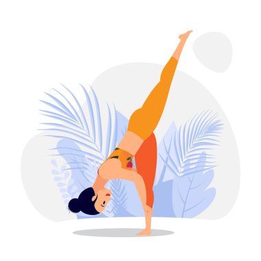 Standing balance yoga asana poses vector, international yoga day