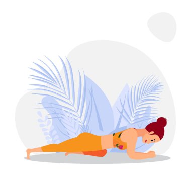 young woman practicing yoga asana at home vector