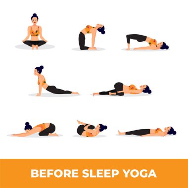 Set of Yoga Asana Before Sleep vector