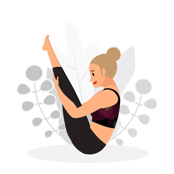 Set de yoga mujer gorda imágenes de stock de arte vectorial
